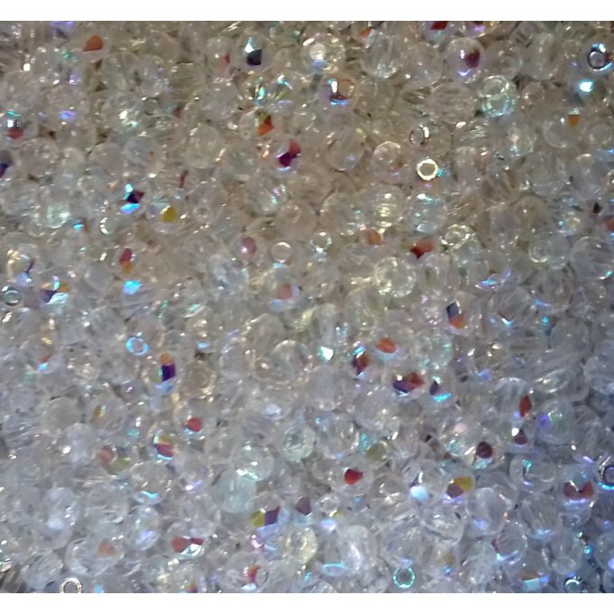 Preciosa 50 perles facettées  rondes transparentes  3x3mm Crystal AB