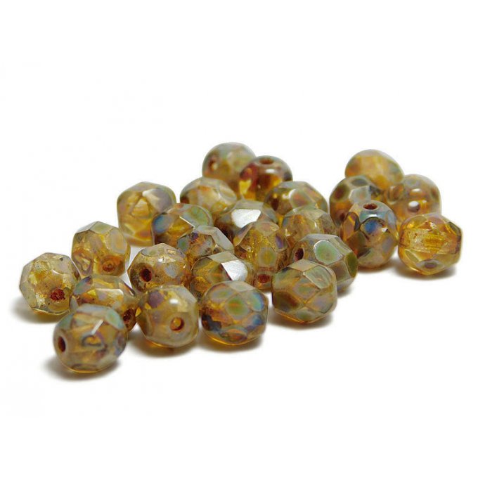 Preciosa 50 perles facettées  rondes 3x3mm Crystal amber