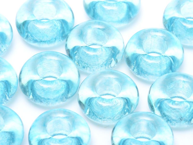 Perle de verre en forme d'anneau  couleur Crystal Carribean Blue Marble
