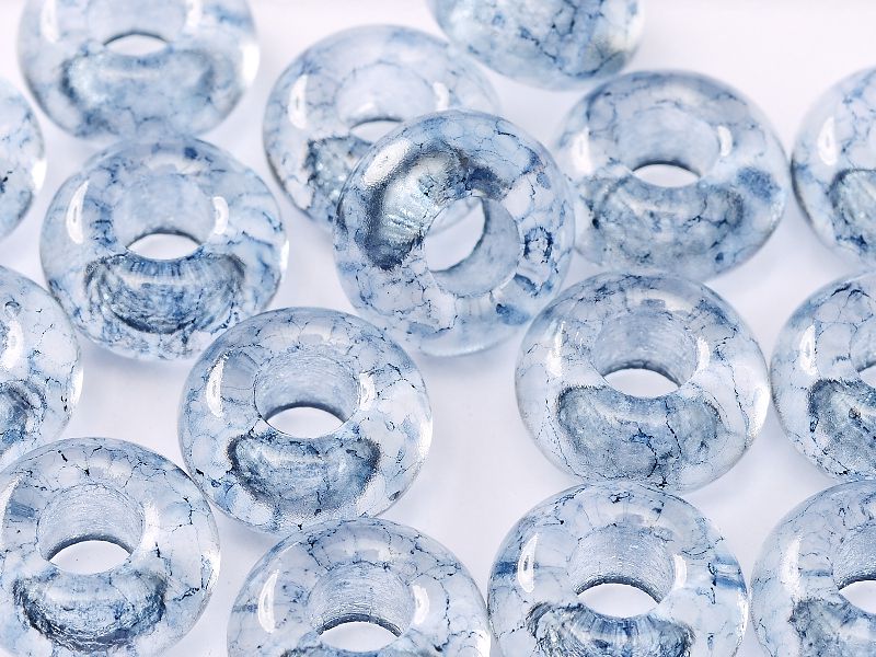 Perle de verre en forme d'anneau  couleur Crystal Grey Marble