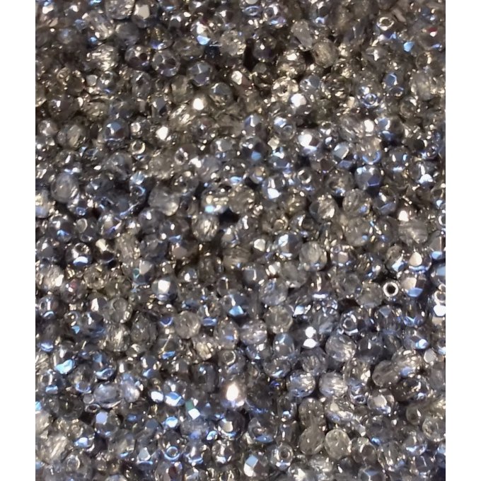 **50 PERLES FACETTES DE BOHEME 4mm California Graphite **