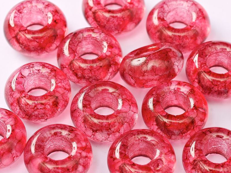 Perle de verre en forme d'anneau  couleur Crystal Pomegranate Marble
