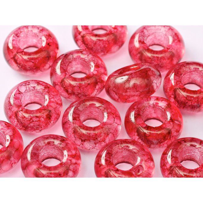 Perle de verre en forme d'anneau  couleur Crystal Pomegranate Marble