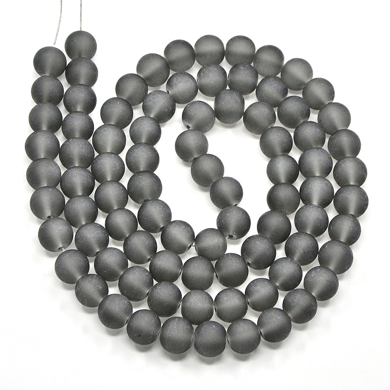 Perles en verre transparent givré Ø10mm gris (x25)