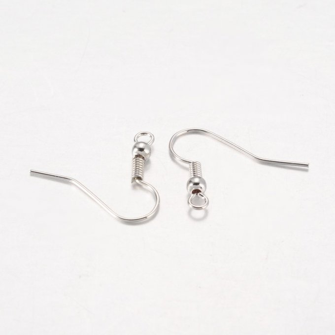 Crochets boucles d'oreilles couleur platine (x50)