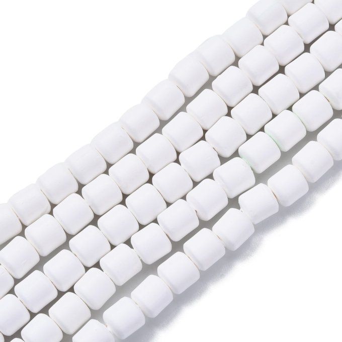 Perles Heishi en pâte polymère 6.5x6mm (x1 chapelet) couleur blanc