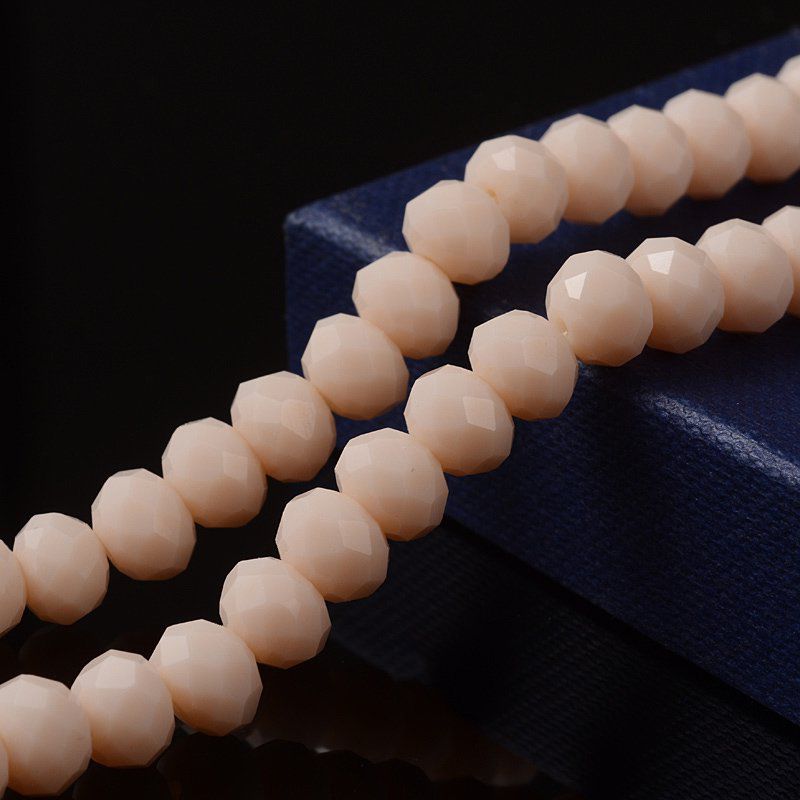 Perles facettées,opaque ,forme abaque 8x6mm beige rosé (x10)