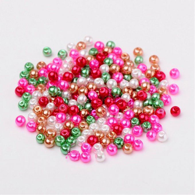 Mélange de 400 perles nacrées Ø4mm Noël 