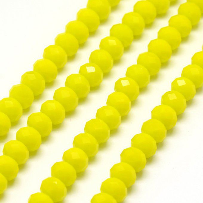 Perles facettées,opaque ,forme abaque 8x6mm jaune (x10)