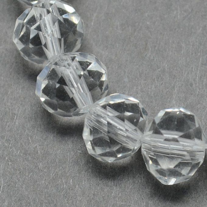 Perles facettées,forme abaque 4x3mm cristal (x50)