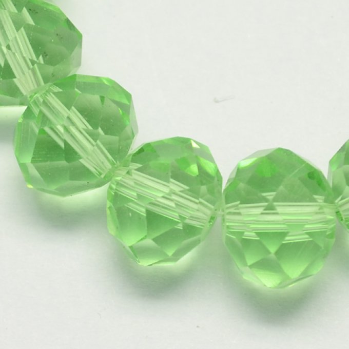 Perles facettées,transparentes,forme d'abaque 6x4mm vert pâle (x50)