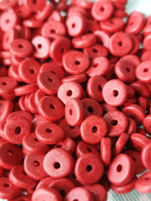 Perles en céramique  grecque en forme de disque 6.5mm  Red (x20) 