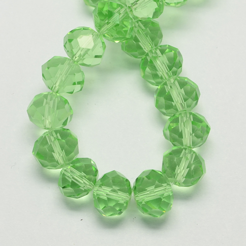 Perles facettées,transparentes,forme d'abaque 6x4mm vert pâle (x50)