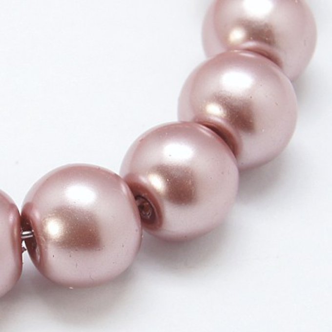 Perles rondes ,nacrées ,10 mm, brun rosé  (x10)
