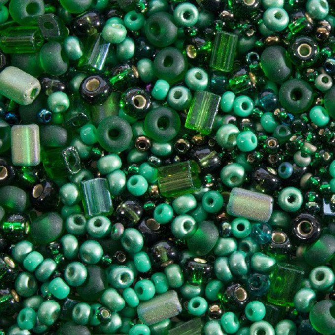 Seed Bead Mixes mélange Dark Green  (x20g)