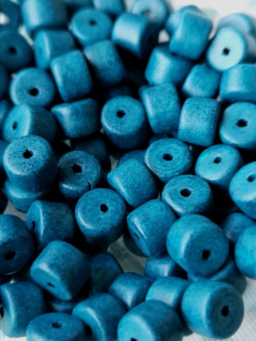 Perles en forme de tube en céramique   8x6mm  couleur  Dark blue (x10) 