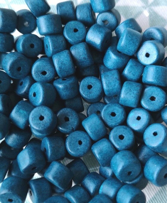 Perles en forme de tube en céramique   8x6mm  couleur  Dark blue (x10) 