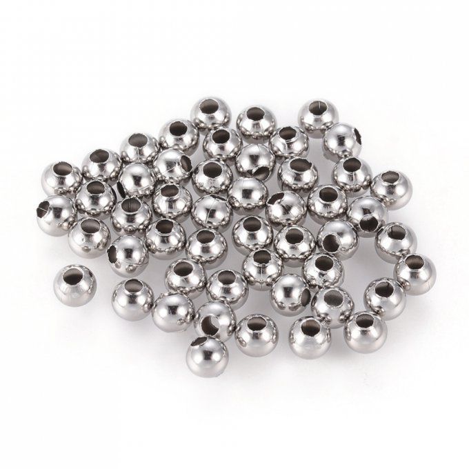 Perles Heishi en acier inoxydable 304  forme ronde  3x3mm (environ x1000)