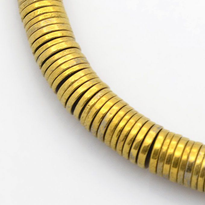 Perles Heishi en hématite synthétique (non magnétique)  6x1mm dorée antique (environ 50)