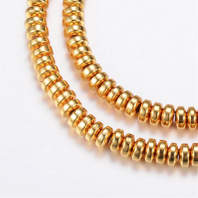 Perles Heishi en hématite (non magnétique) rondelle  4x2mm or (x50)