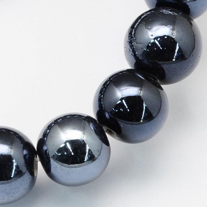 Perles porcelaine nacrée  Ø 6 mm noir