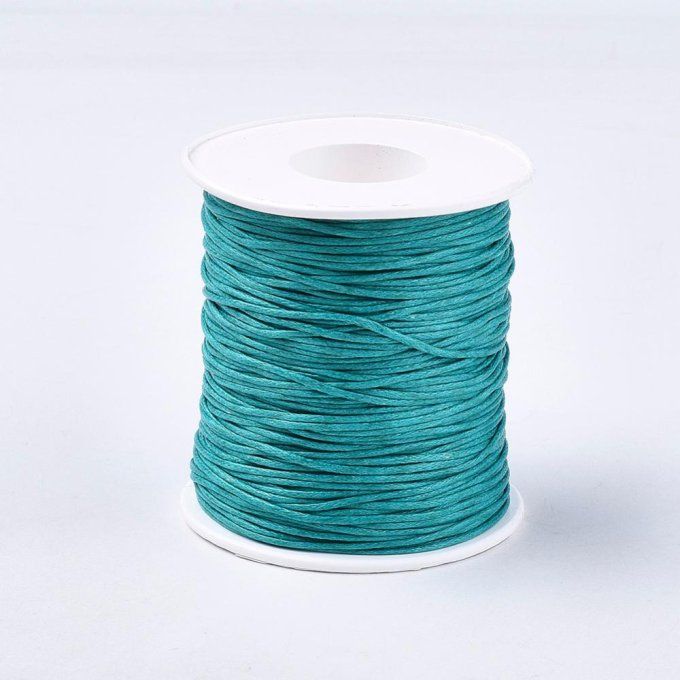 Cordon coton ciré Ø 1mm  bleu vert