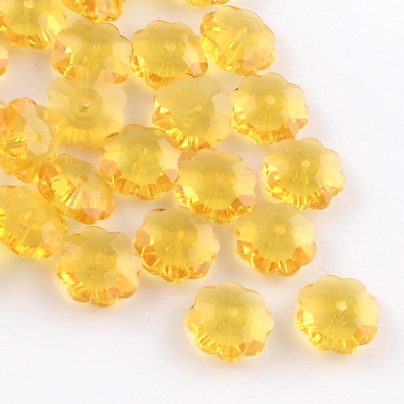 Perle de verre facettée forme marguerite 9.5-10x4mm couleur or