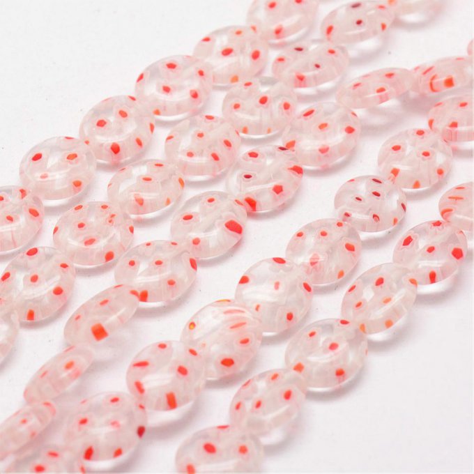 Perles de verre style Millefiori rose (x10)