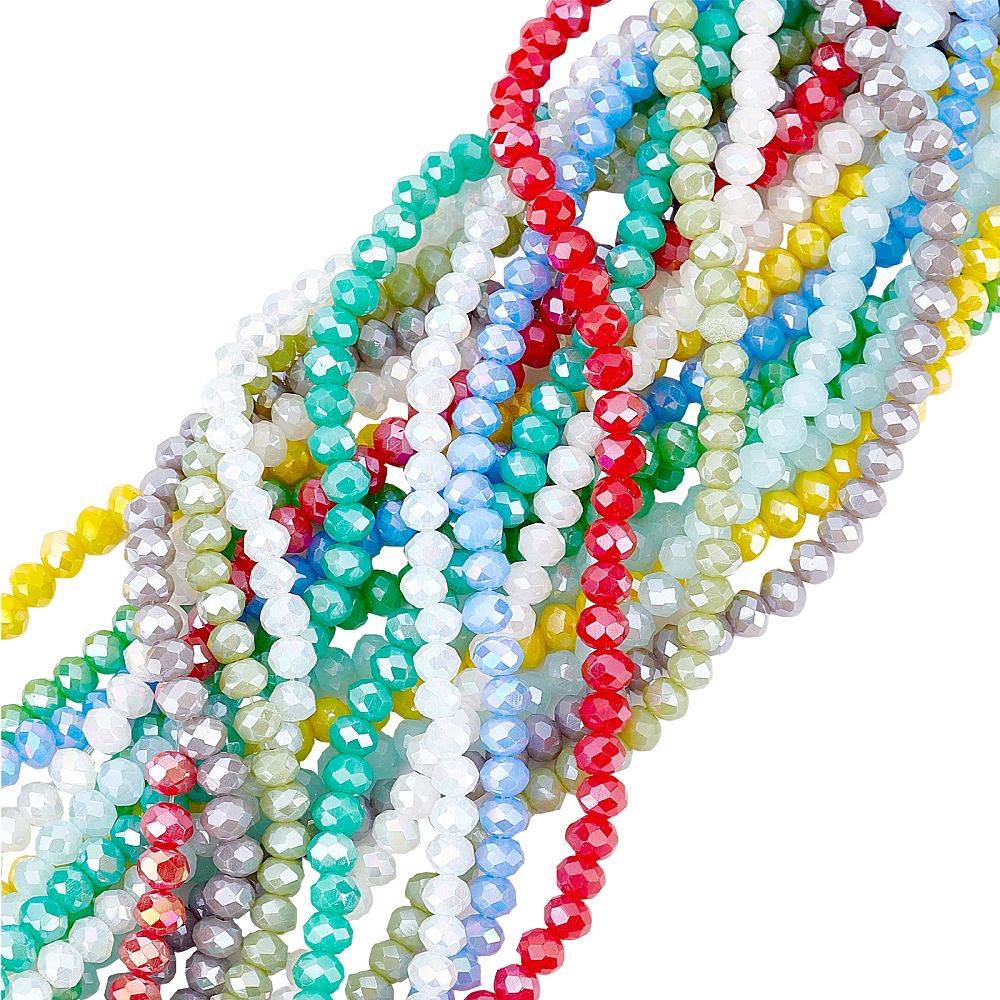 Mélange de perles facettées 3.5~4x2.5~3mm mélange de couleurs ,(10 chapelets AH)  