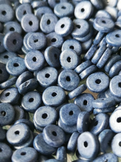 Perles en céramique  grecque en forme de disque 6.5mm  Electric blue (x20)