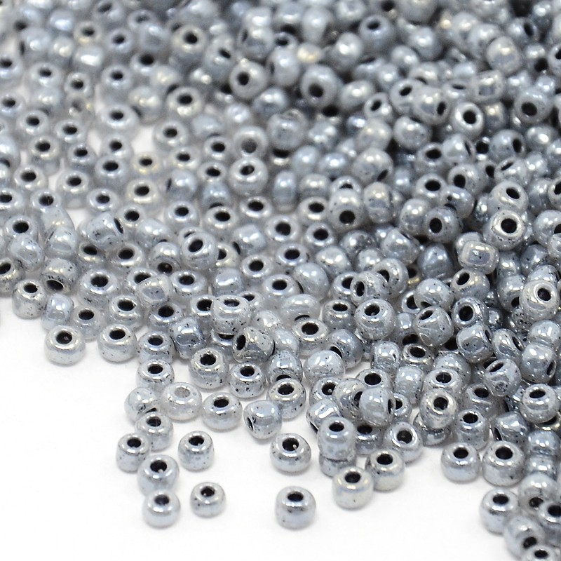Perles de rocaille 3mm, ceylan rond , gris (20g)