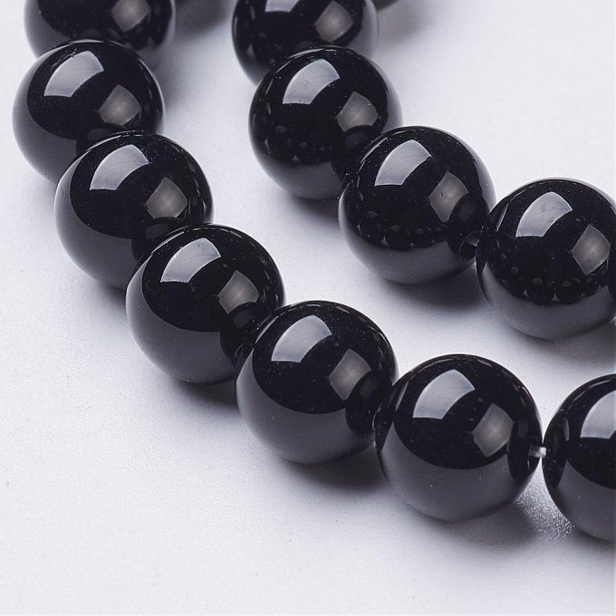 Perle ronde en Onyx noir naturelle teinté  Ø8mm 