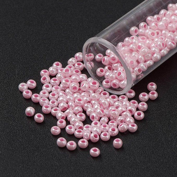 Rocaille ronde ceylon  11/0  2.3x1.5mm rose perle (20g) 