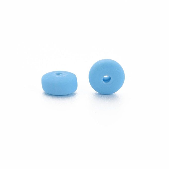 Perles Heishi en pâte polymère 6.5x3mm (x1 chapelet) couleur bleu ciel