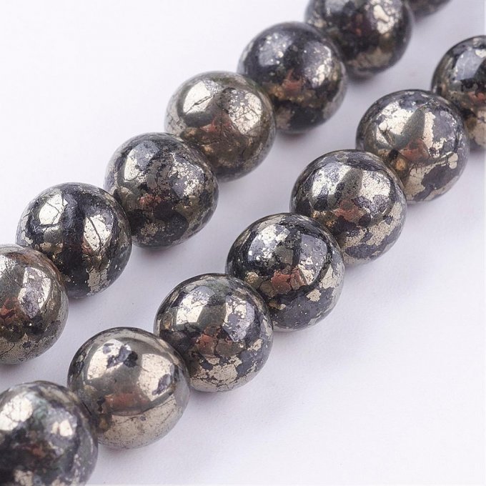 Perle ronde en Pyrite naturelle diamètre 8mm 