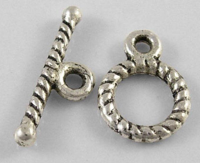 Fermoirs en T  Ø12mm couleur argent antique (x10)  