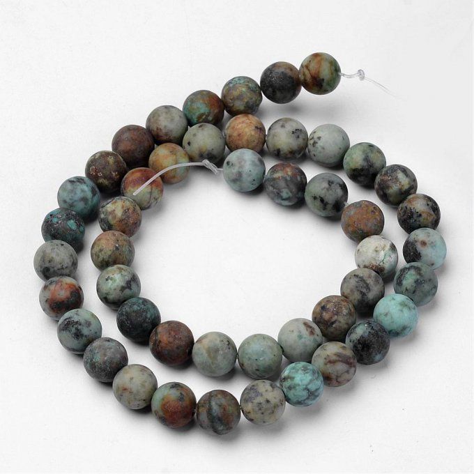 Perle en turquoise naturelle Africaine (jaspe) givré 8mm