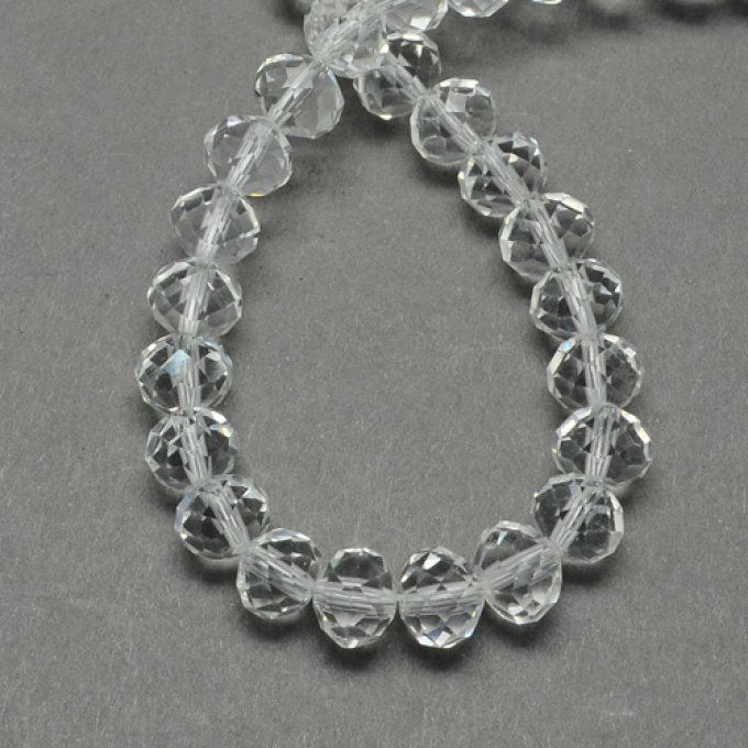 Perles facettées,forme abaque 4x3mm cristal (x50)