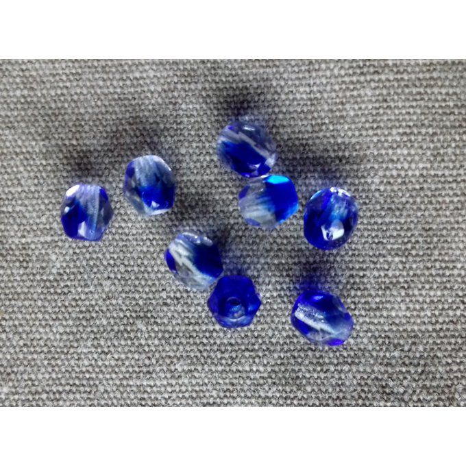 50 perles rondes facettées  4x4mm  Crystal cobalt