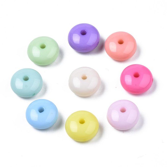 Perles en acrylique ,mélange de couleurs  ,forme rondelle  (50g) A14