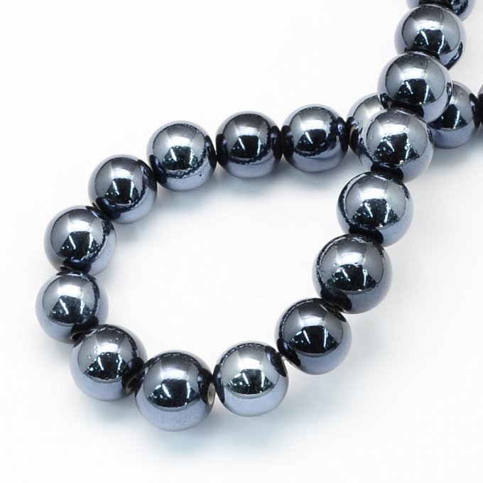 Perles porcelaine nacrée  Ø 6 mm noir