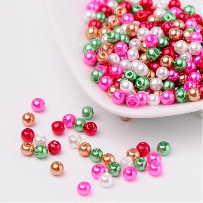 Mélange de 400 perles nacrées Ø4mm Noël 