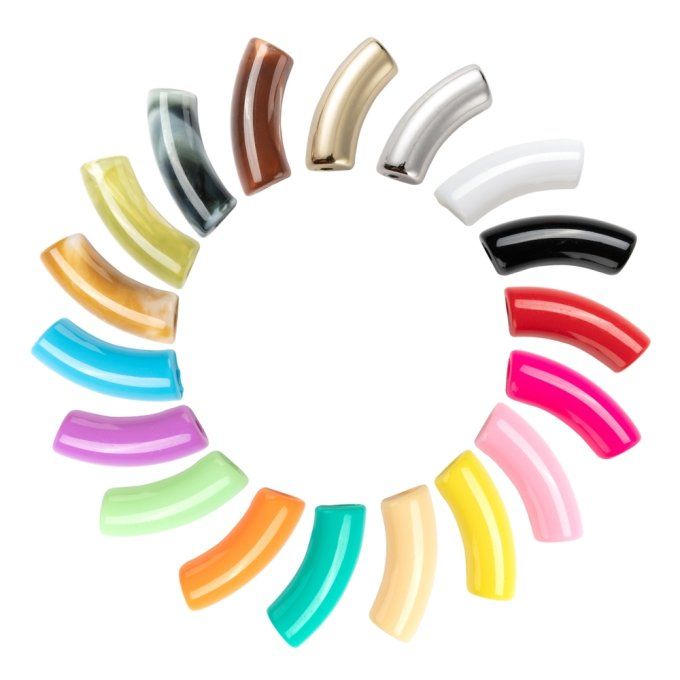 Kit de perles en acrylique ,en forme de tubes courbés ,mélanges de couleurs opaques, 36x13.5x11.5mm