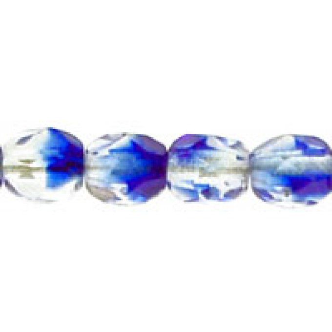 50 perles rondes facettées  4x4mm  Crystal cobalt