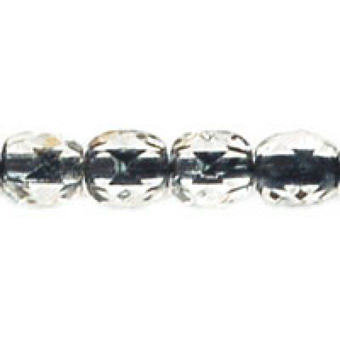 50 perles rondes facettées  4x4mm  Crystal black lined