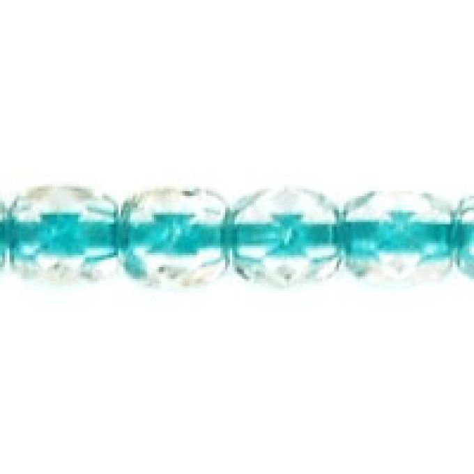 50 perles rondes facettées  4x4mm  Crystal green turquoise lined