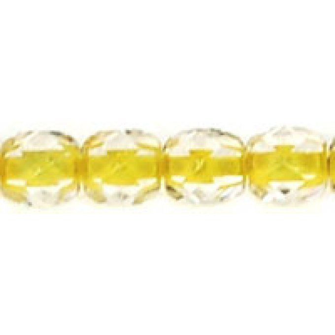 50 perles rondes facettées  4x4mm  Crystal yellow lined