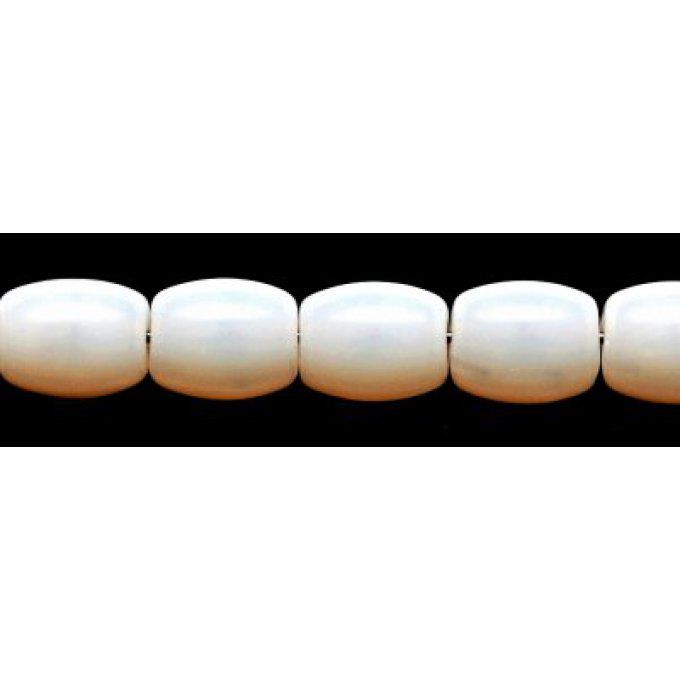 Perle Barrel de Bohème 10x8mm couleur blanche