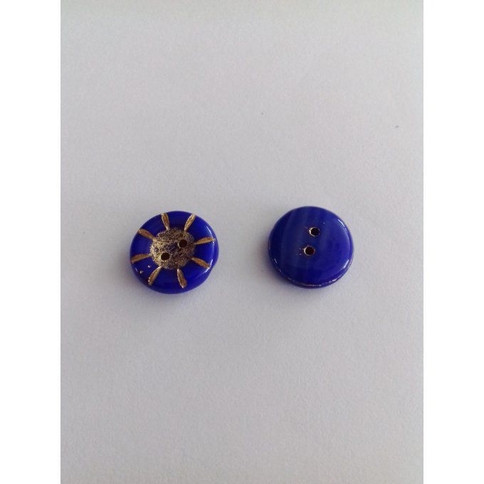 Perle de verre de Bohème   Button Blue,Opaque 5x14mm