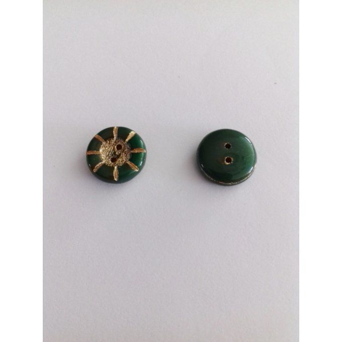 Perle de verre de Bohème   Button Green Opaque 5x14mm